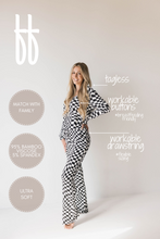 Load image into Gallery viewer, Women's Bamboo Pajamas | Black & White Wavy Checkerboard