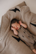 Load image into Gallery viewer, Bamboo Zip Shortie | Brown & Black Lightning Bolt