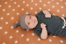 Load image into Gallery viewer, Grey Organic Ribbed Newborn Knot Hat