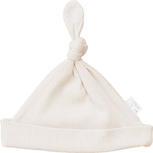 Load image into Gallery viewer, Vanilla Organic Ribbed Newborn Knot Hat