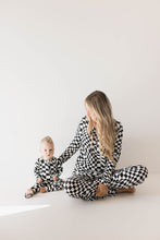 Load image into Gallery viewer, Bamboo Zip Pajamas | Black & White Wavy Checkerboard