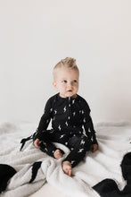 Load image into Gallery viewer, Bamboo Zip Pajamas | Midnight Lightning Bolt
