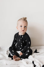 Load image into Gallery viewer, Bamboo Zip Pajamas | Midnight Lightning Bolt