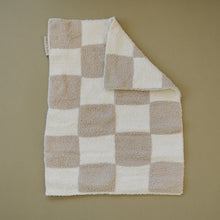 Load image into Gallery viewer, Taupe Checkered Plush Blanket