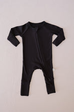 Load image into Gallery viewer, Bamboo Zip Pajamas | Black Ribbed