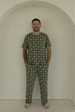 Load image into Gallery viewer, Men's Short Sleeve Bamboo Pajamas | Santa Checkerboard