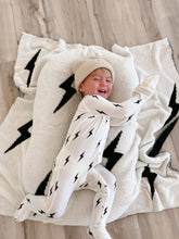 Load image into Gallery viewer, White & Black Lightning Bolt | Bamboo Zip Pajamas