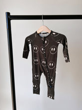 Load image into Gallery viewer, Charcoal & White FF Smile | Bamboo Zip Pajama