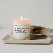 Load image into Gallery viewer, Driftwood and Mahogany Soy Candle - White Jar - 11 oz