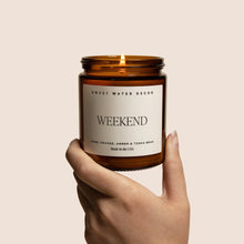 Load image into Gallery viewer, Weekend Soy Candle - Amber Jar - 9 oz