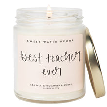 Load image into Gallery viewer, Best Teacher Ever Soy Candle - Clear Jar - 9 oz (Salt and Sea)