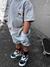 Load image into Gallery viewer, Grey Acid Wash Sweat Shorts