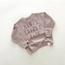 Load image into Gallery viewer, Mama's Coffee Date Embroidered Corded Crewneck - Latte
