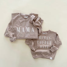 Load image into Gallery viewer, Mama's Coffee Date Embroidered Corded Crewneck - Latte