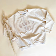 Load image into Gallery viewer, Mama's Boy Embroidered Outline Corded Crewneck - Ivory
