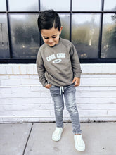 Load image into Gallery viewer, Cool Kids Club Chenille Child Waffle Sleeve Crewneck - Faded Gray