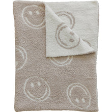 Load image into Gallery viewer, Smiley Taupe Plush Blanket