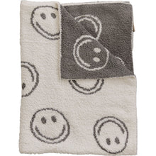 Load image into Gallery viewer, Charcoal Smiley Taupe Plush Blanket