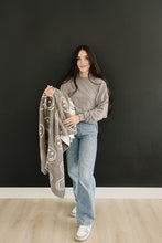 Load image into Gallery viewer, Charcoal Smiley Taupe Plush Blanket