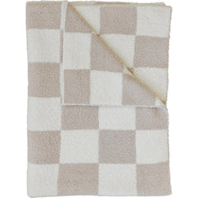 Load image into Gallery viewer, Taupe Checkered Plush Blanket