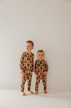 Load image into Gallery viewer, Bamboo Zip Pajamas | Gingerbread Checkerboard 2024