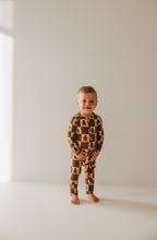 Load image into Gallery viewer, Bamboo Zip Pajamas | Gingerbread Checkerboard 2024