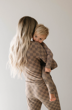 Load image into Gallery viewer, Faded Brown Checkerboard | Women's Bamboo Pajamas