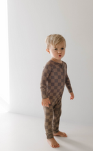 Load image into Gallery viewer, Faded Brown Checkerboard | Bamboo Zip Pajamas