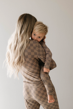 Load image into Gallery viewer, Faded Brown Checkerboard | Bamboo Two Piece Pajama