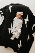 Load image into Gallery viewer, Bamboo Infant Swaddle | White & Black Lightning Bolt