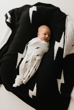 Load image into Gallery viewer, Bamboo Infant Swaddle | White & Black Lightning Bolt