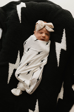 Load image into Gallery viewer, Bamboo Infant Swaddle | White & Black Lightning Bolt