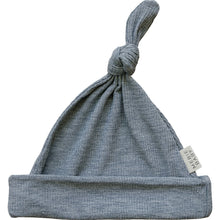 Load image into Gallery viewer, Heather Grey Ribbed Bamboo Newborn Knot Hat