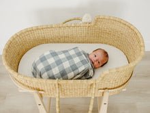 Load image into Gallery viewer, Dusty Blue Gingham Muslin Swaddle Blanket
