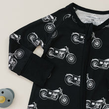 Load image into Gallery viewer, Bamboo Zip Romper | Born to Ride Black