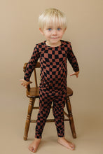 Load image into Gallery viewer, Bamboo Two Piece Set | Chocolate Wavy Checkered