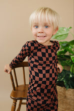 Load image into Gallery viewer, Bamboo Two Piece Set | Chocolate Wavy Checkered