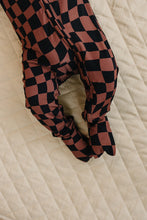 Load image into Gallery viewer, Bamboo Zip Romper | Chocolate Wavy Checkered
