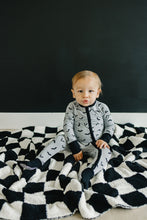 Load image into Gallery viewer, Black + White Checkered Plush Blanket