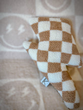 Load image into Gallery viewer, Tan Check Bolt Plush Pillow