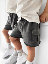 Load image into Gallery viewer, Raw Edge Cargo Short - Charcoal Wash