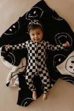 Load image into Gallery viewer, Just Smile Black & Ivory | Plush Blanket