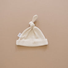 Load image into Gallery viewer, Vanilla Organic Ribbed Newborn Knot Hat