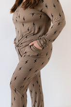 Load image into Gallery viewer, Women's Bamboo Pajamas | Brown & Black Lightning Bolt