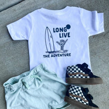 Load image into Gallery viewer, 100% ORGANIC COTTON LONG LIVE THE ADVENTURE TEE - WHITE