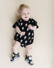 Load image into Gallery viewer, Short Sleeve Bubble Romper | Black Bolts