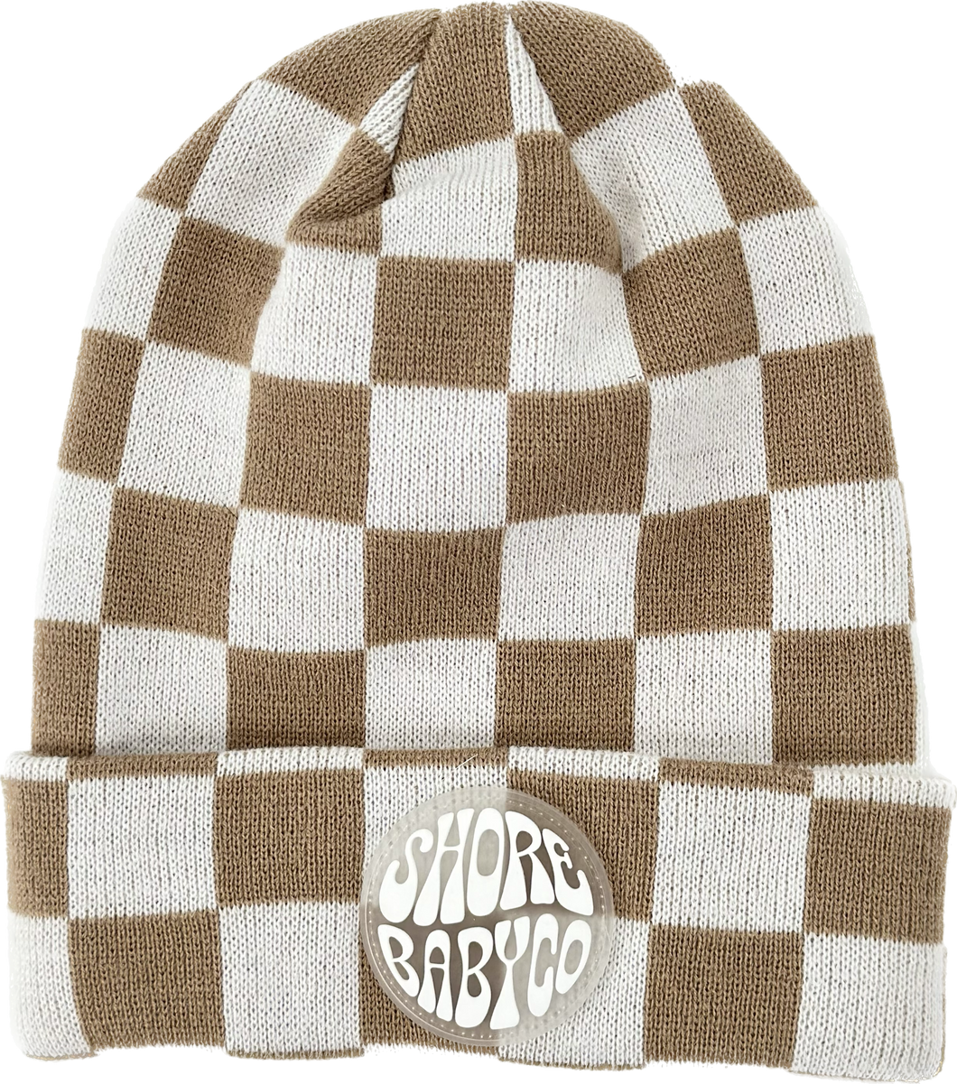 Ridge Beanie — Mocha Check