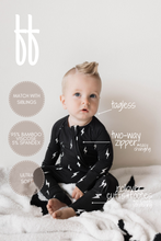 Load image into Gallery viewer, Bamboo Zip Pajamas | Midnight Lightning Bolt
