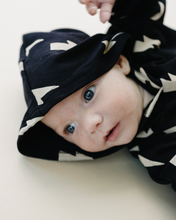 Load image into Gallery viewer, Hooded Bubble Romper  |  Black Bolts
