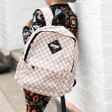 Load image into Gallery viewer, **Pre-order** Mid-Size Tan Checkered Backpack estimated arrival end of May early June read all details prior to purchasing
